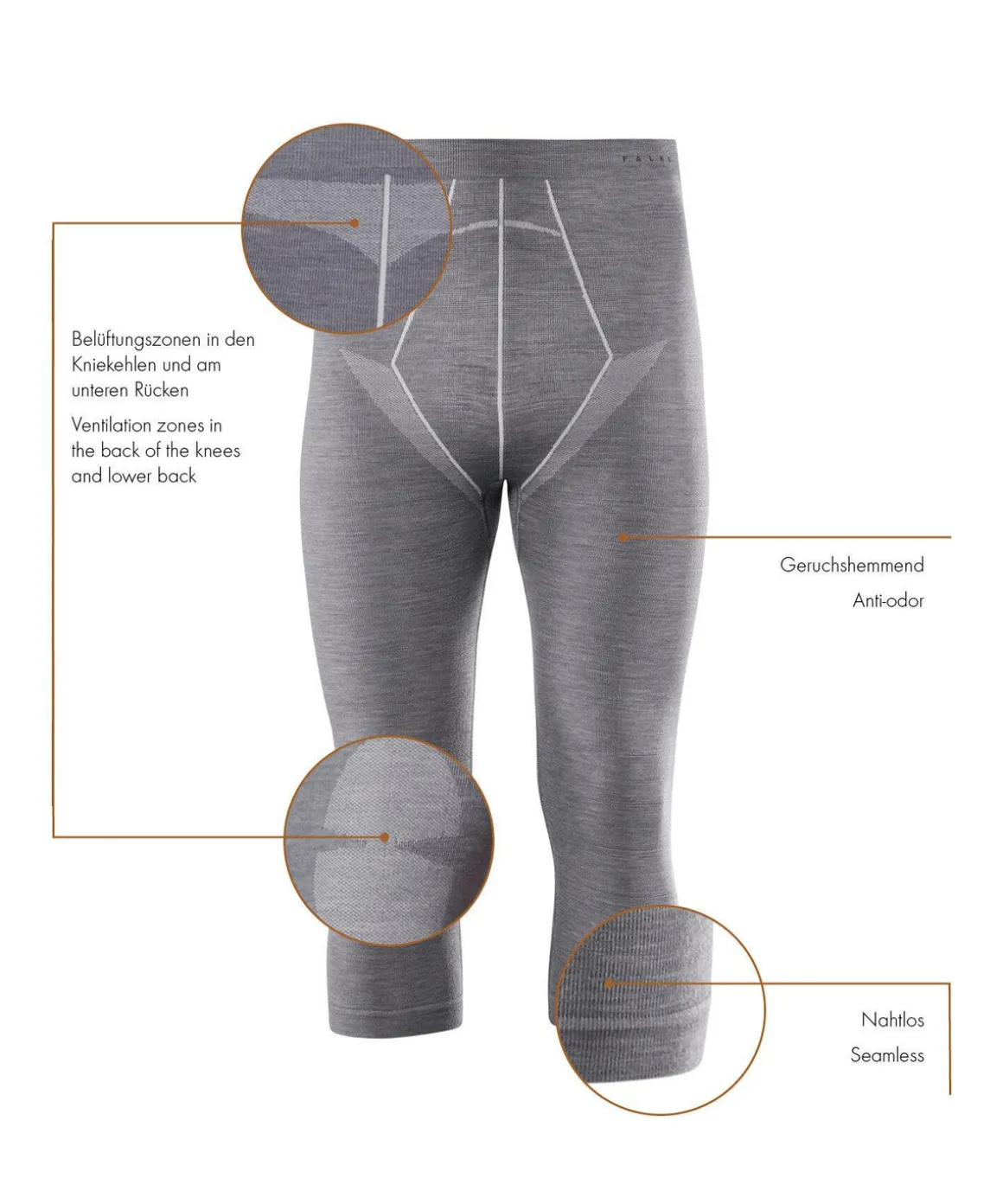 Heren 3/4 Tights Wool-Tech